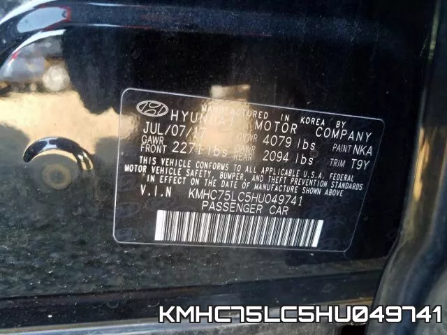 KMHC75LC5HU049741 фото 2