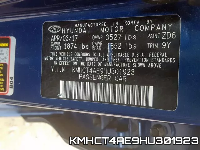KMHCT4AE9HU301923 фото 2