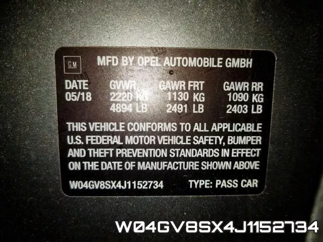 W04GV8SX4J1152734 фото 2