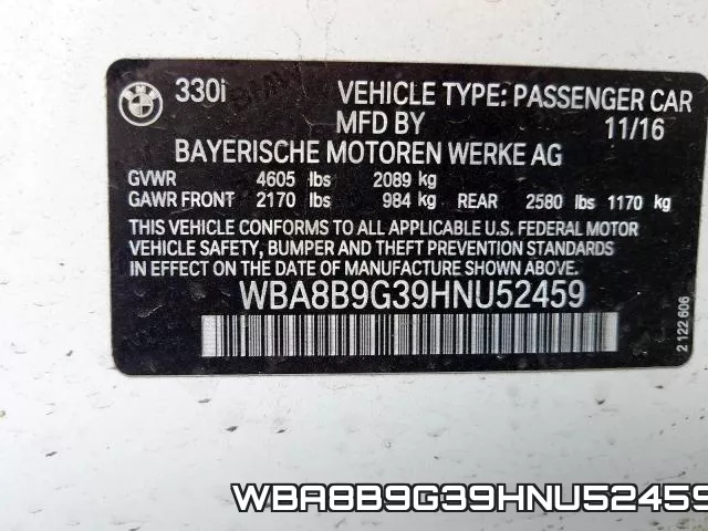 WBA8B9G39HNU52459 фото 2