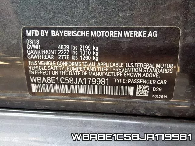 WBA8E1C58JA179981 фото 2
