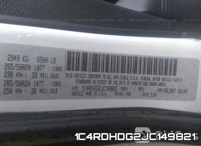 1C4RDHDG2JC149821 фото 10
