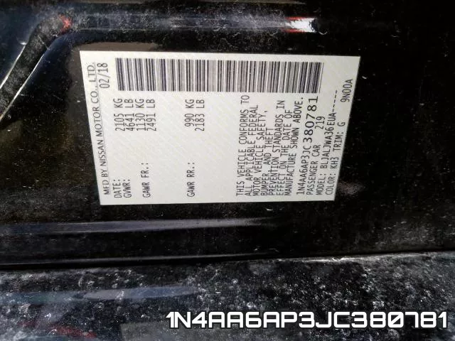 1N4AA6AP3JC380781 фото 2