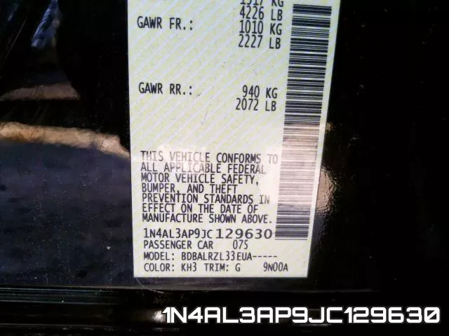 1N4AL3AP9JC129630 фото 2