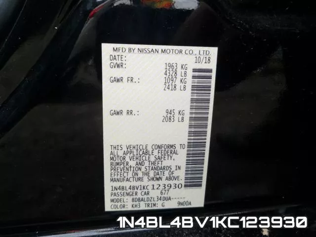 1N4BL4BV1KC123930 фото 2