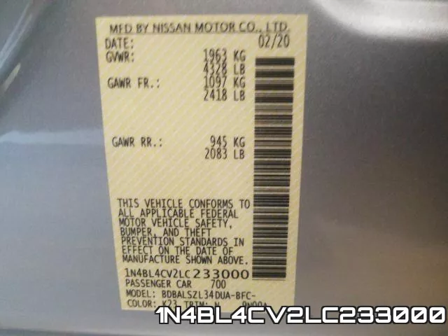 1N4BL4CV2LC233000 фото 2