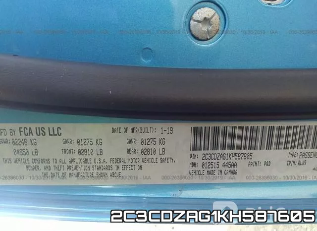 2C3CDZAG1KH587605 фото 10