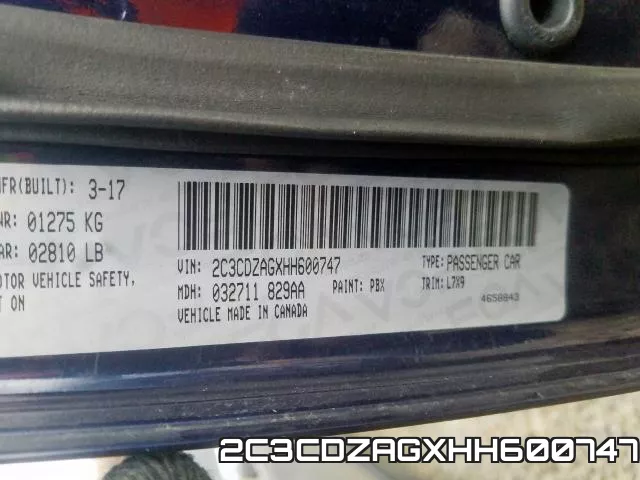 2C3CDZAGXHH600747 фото 2