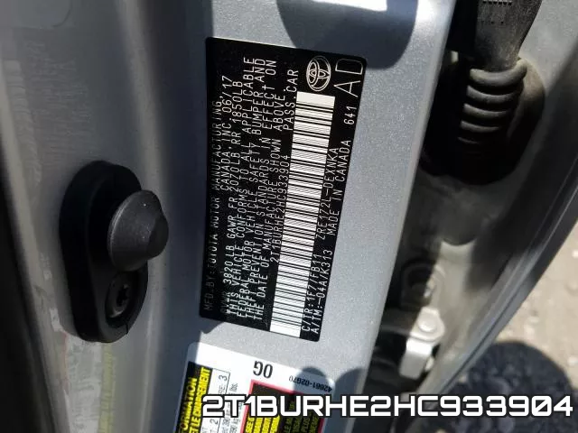 2T1BURHE2HC933904 фото 2
