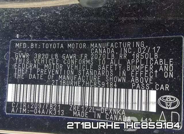 2T1BURHE7HC859184 фото 10