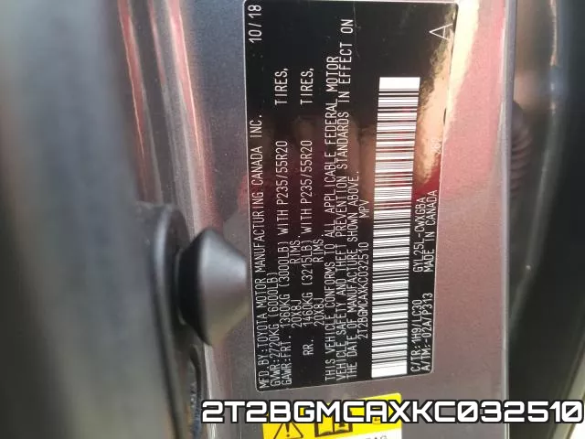 2T2BGMCAXKC032510 фото 2