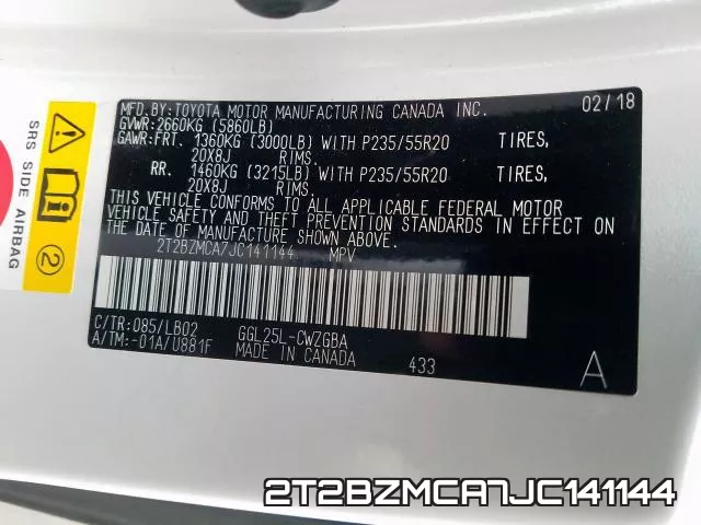 2T2BZMCA7JC141144 фото 2