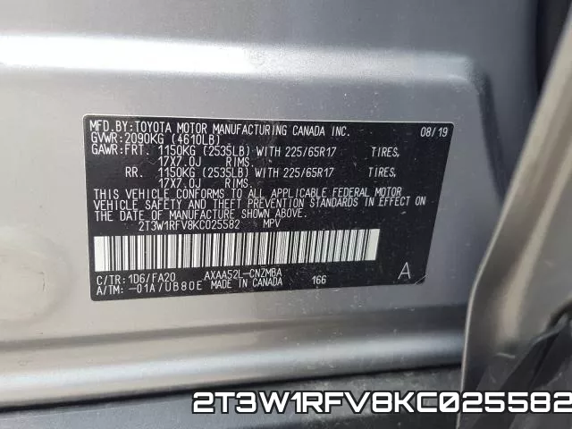 2T3W1RFV8KC025582 фото 2