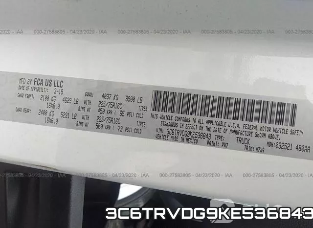 3C6TRVDG9KE536843 фото 10
