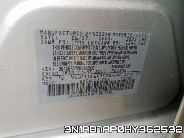 3N1AB7AP0HY362532 фото 2