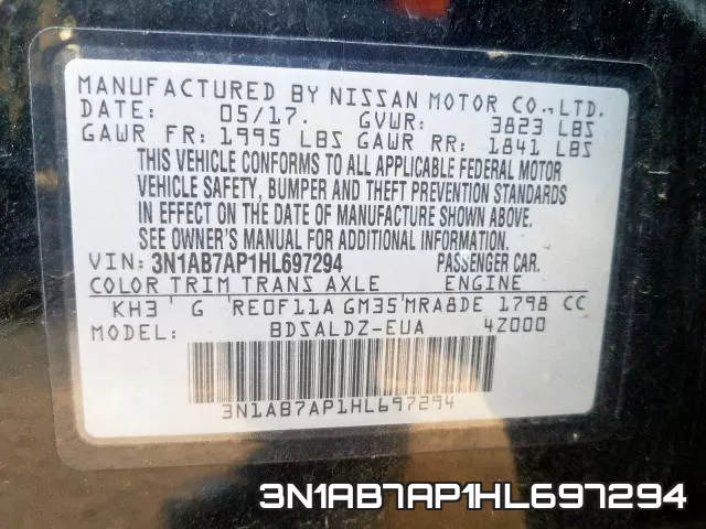 3N1AB7AP1HL697294 фото 2
