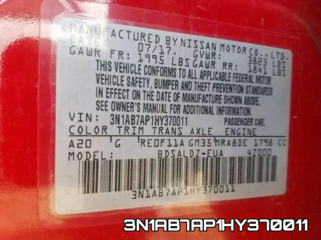 3N1AB7AP1HY370011 фото 2