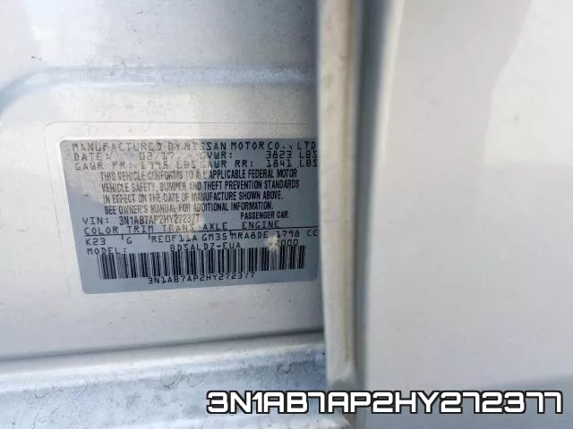3N1AB7AP2HY272377 фото 2