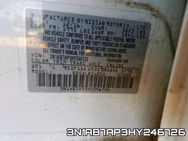 3N1AB7AP3HY246726 фото 2