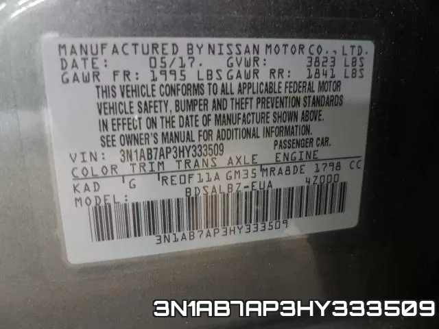 3N1AB7AP3HY333509 фото 2