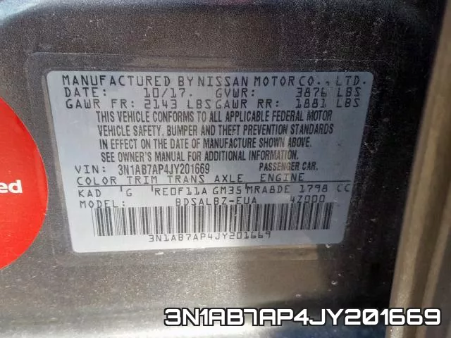 3N1AB7AP4JY201669 фото 2