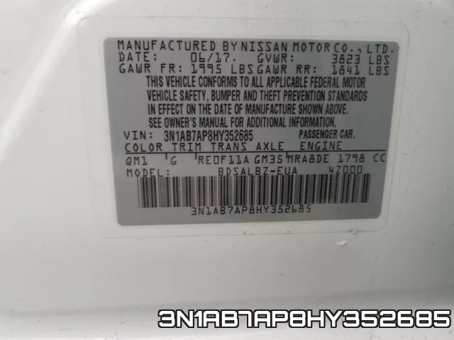 3N1AB7AP8HY352685 фото 2