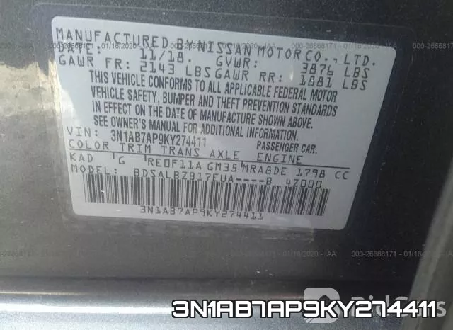 3N1AB7AP9KY274411 фото 10