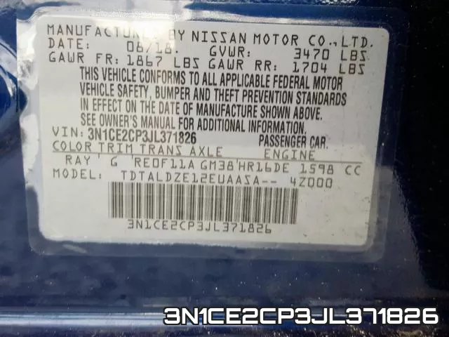 3N1CE2CP3JL371826 фото 2