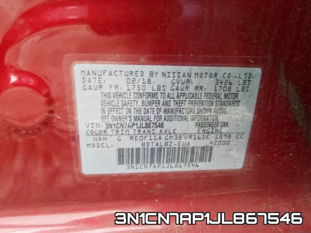3N1CN7AP1JL867546 фото 2