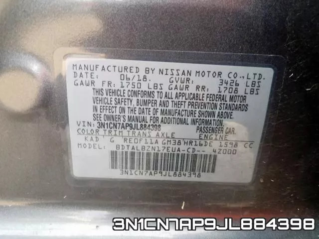 3N1CN7AP9JL884398 фото 2