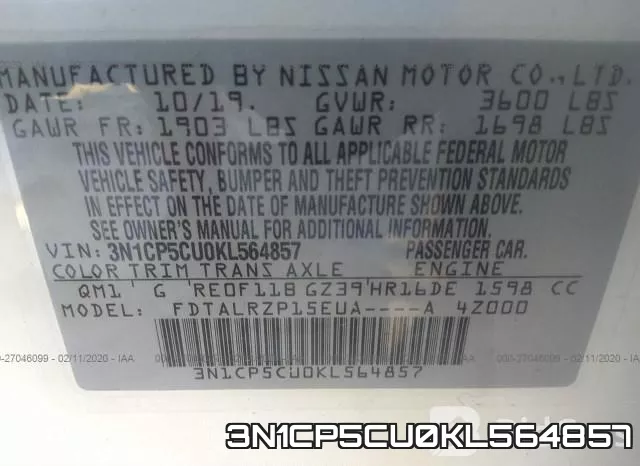 3N1CP5CU0KL564857 фото 10