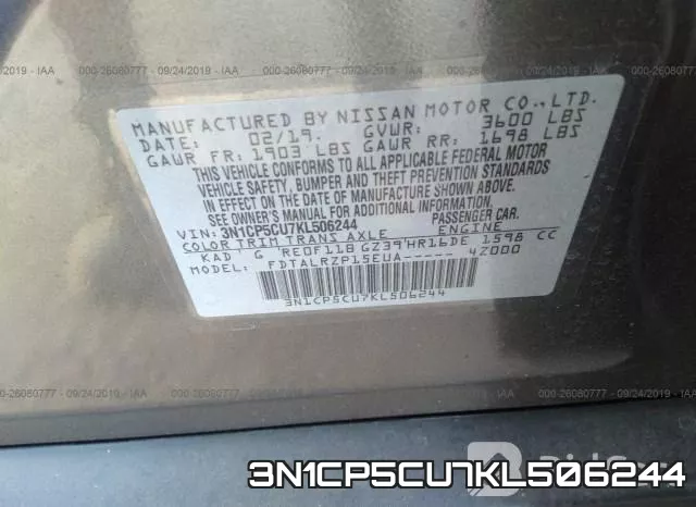 3N1CP5CU7KL506244 фото 10