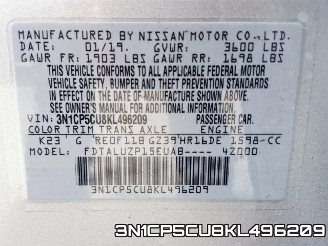 3N1CP5CU8KL496209 фото 2