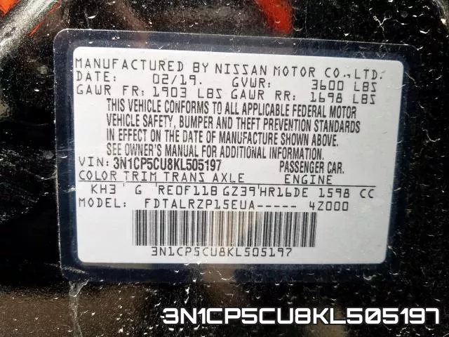 3N1CP5CU8KL505197 фото 2