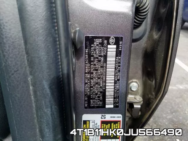 4T1B11HK0JU566490 фото 2