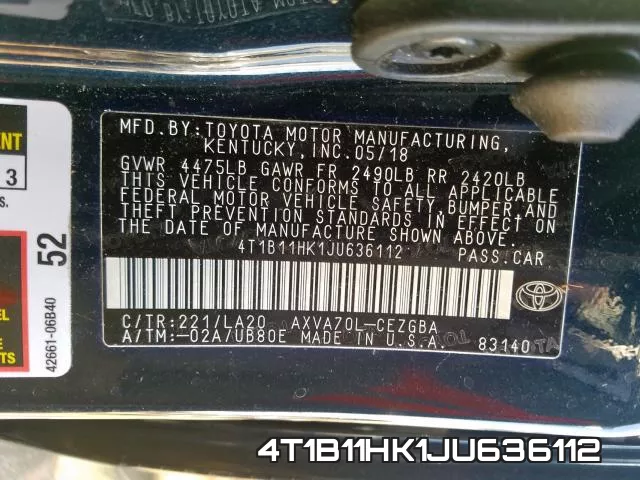 4T1B11HK1JU636112 фото 2