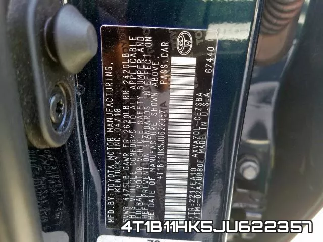 4T1B11HK5JU622357 фото 2