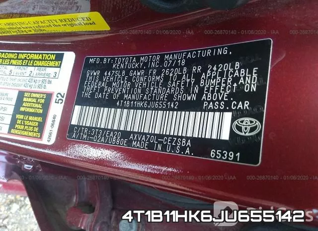4T1B11HK6JU655142 фото 10