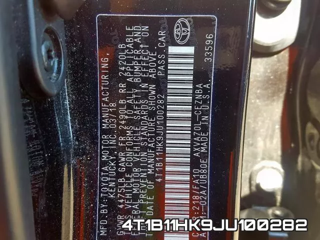 4T1B11HK9JU100282 фото 2