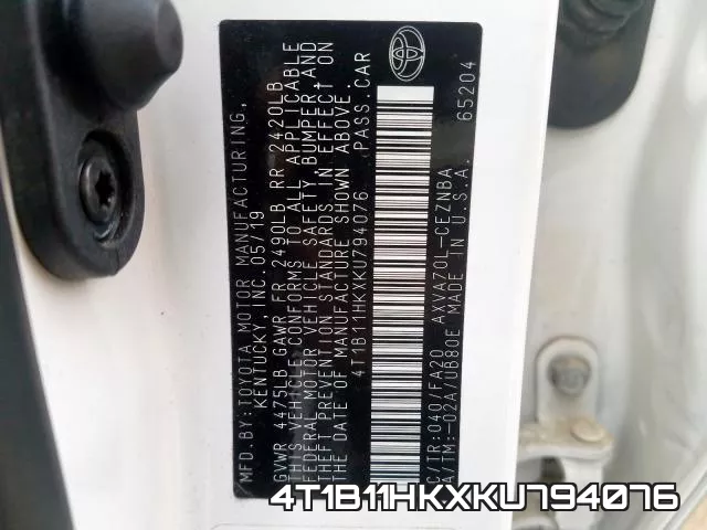 4T1B11HKXKU794076 фото 2