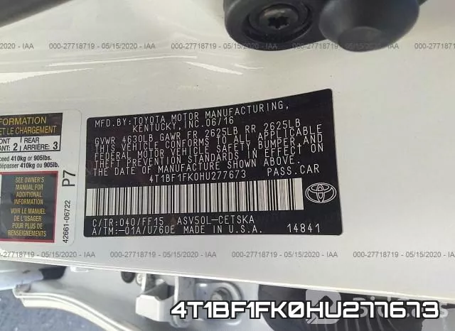 4T1BF1FK0HU277673 фото 10
