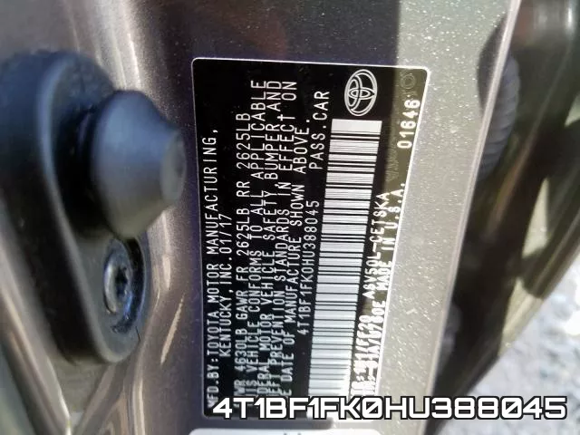 4T1BF1FK0HU388045 фото 2