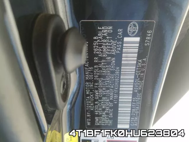 4T1BF1FK0HU623804 фото 2