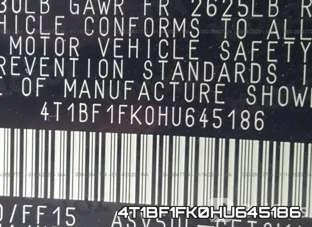 4T1BF1FK0HU645186 фото 10