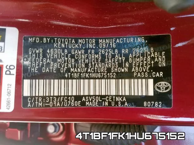 4T1BF1FK1HU675152 фото 2