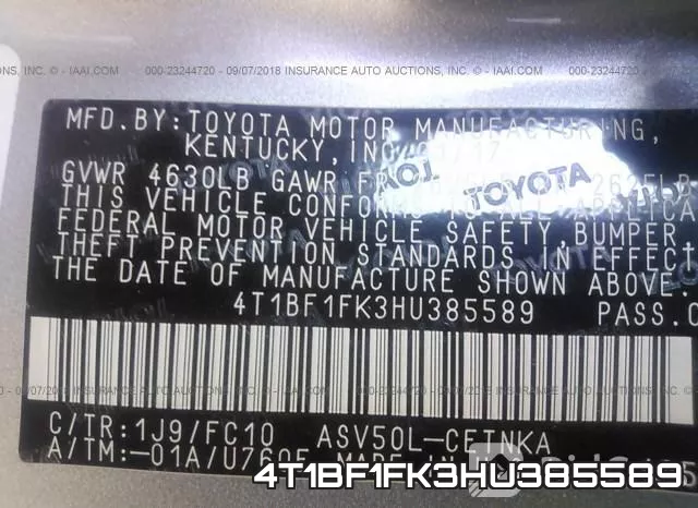 4T1BF1FK3HU385589 фото 10