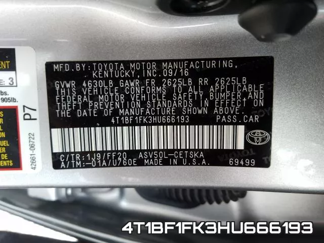 4T1BF1FK3HU666193 фото 2