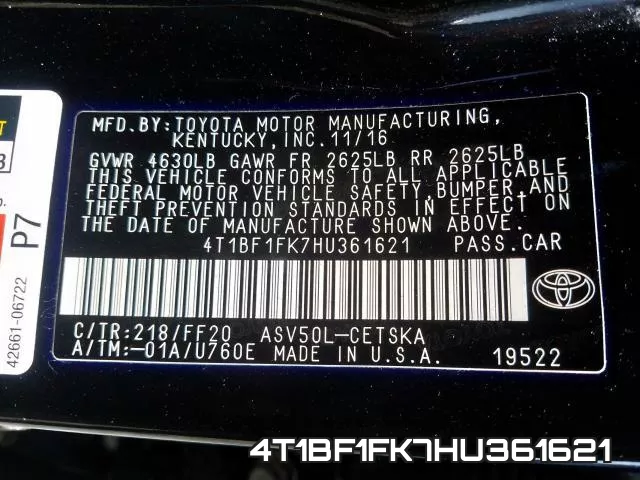 4T1BF1FK7HU361621 фото 2
