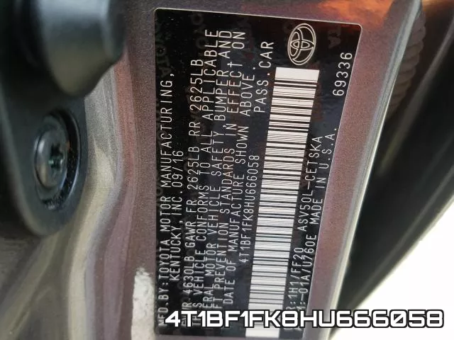 4T1BF1FK8HU666058 фото 2