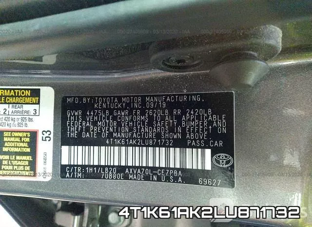 4T1K61AK2LU871732 фото 10